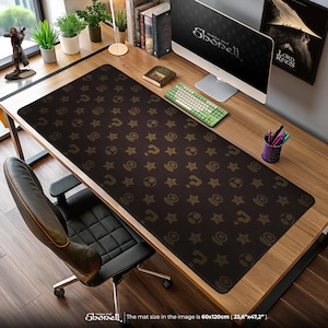 Mario Power-Up Pattern Mouse Pad – Retro Icons with Mushrooms, Stars, Fire Flowers, Gaming Desk Mat, Gamer Gift