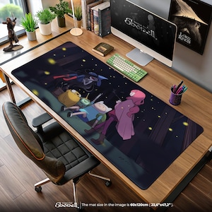 Adventure Time Forest Mouse Pad – Finn, Jake, BMO & Marceline Night Scene, Cartoon Desk Mat, Anime Gamer Gift for Fans
