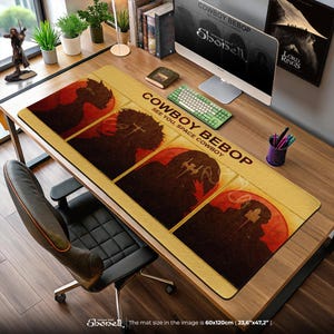 Cowboy Bebop Retro Mouse Pad – See You Space Cowboy Desk Mat with Silhouette Art, Anime Gift, Gaming Desk Accessory