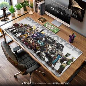 Overwatch Hero Lineup Mouse Pad - FPS Desk Mat with Tracer, Mercy, Genji, Gaming Setup Gift for Overwatch Fans