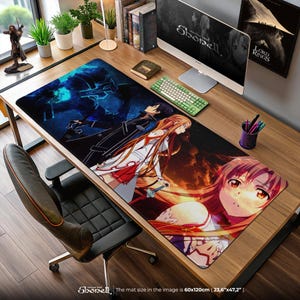 Sword Art Online Mouse Pad - Kirito & Asuna Dual World Anime Desk Mat, SAO Gaming Setup, Fantasy VRMMO Gift for Fans