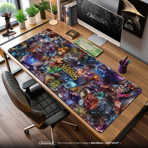 League of Legends Champion Collage Mouse Pad – LoL Desk Mat with Iconic Champions & Logo, Esports Gaming Decor