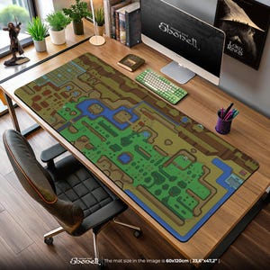 Tapis de souris carte Zelda Overworld – Un lien vers le passé, tapis de bureau SNES, décoration Hyrule rétro, cadeau nostalgie des joueurs