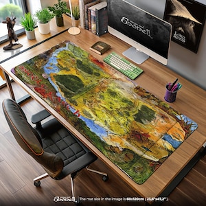 Mittelerde Landkarte Mauspad – J.R.R. Von Tolkien inspirierte Schreibtischmatte mit Rohan, Gondor, Shire, Rohan, Rohan