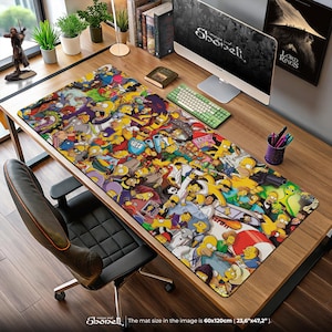 The Simpsons Mouse Pad – Colorful Springfield Collage Design, Gaming Desk Mat, Homer Bart Lisa Decor, Cartoon Gift