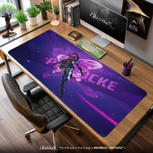 Psylocke Maus Pad – Marvel Rivals Purple Neon Design, Gaming Schreibtischmatte, X-Men Geschenk, Marvel Gamer Decor, Hero Art Pad