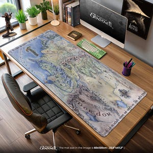 Mittelerde Karte Mauspad - Herr der Ringe Gaming Schreibtischmatte mit Rohan & Tolkien Dekoration, Fantasy Fan Geschenkidee