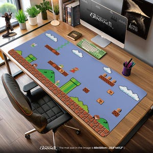 Super Mario Bros Pixel Maus Pad - Retro NES World 1-1 Schreibtischmatte, klassisches Gaming Dekor, Mario Pixel Art Geschenk für Fans