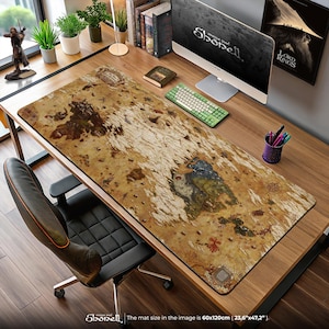 Muismat Final Fantasy-kaart - Ivalice-bureaumat wereldkaart, vintage fantasy-RPG-bureaudecor, cadeau-idee voor gamer