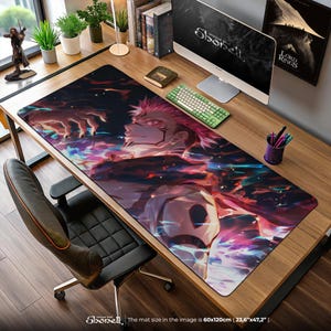 Sukuna Mouse Pad – Cursed Energy Flames Anime Desk Mat from Jujutsu Kaisen, Dark JJK Gaming Pad, King of Curses Gift