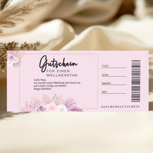 Personalized Spa Gift Voucher Printable DIY Self-Care Coupon Relaxation Gift for Her Wellness Present