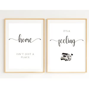 Personalized Camper Wall Art Set – Minimalist Quote Prints, Custom Name, Modern Travel Decor, Camper Van Gift, Digital Download