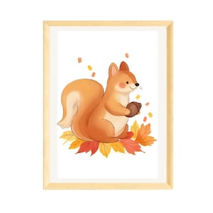 Herbstdeko, Kinderzimmer Poster, Poster für Kinder, Bild für Kinder, Herbst Poster, Waschbär Bild, Kinderzimmer Deko, Herbst Deko