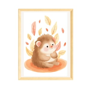 Herbstdeko, Kinderzimmer Poster, Poster für Kinder, Bild für Kinder, Herbst Poster, Waschbär Bild, Kinderzimmer Deko, Herbst Deko