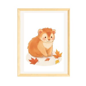 Herbstposter für Kinderzimmer, Babyzimmer Deko, herbstliche Wanddeko, süßer Igel, saisonale Kinderzimmer Poster