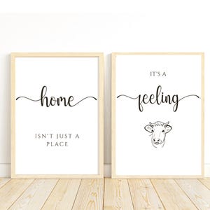 Cow Silhouette Poster: Rustic Farmhouse Wall Art (Digital Download A3/A4/8x10in, Editable in Templett)