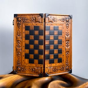 Chess Set With Board, Wooden Handmade Chess set, Unique Chess Set,Personalized Game