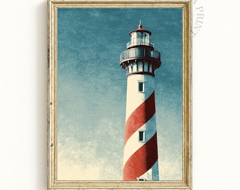 Retro Lighthouse Pop Art Print: Coastal Nautical Decor (Digital Download)