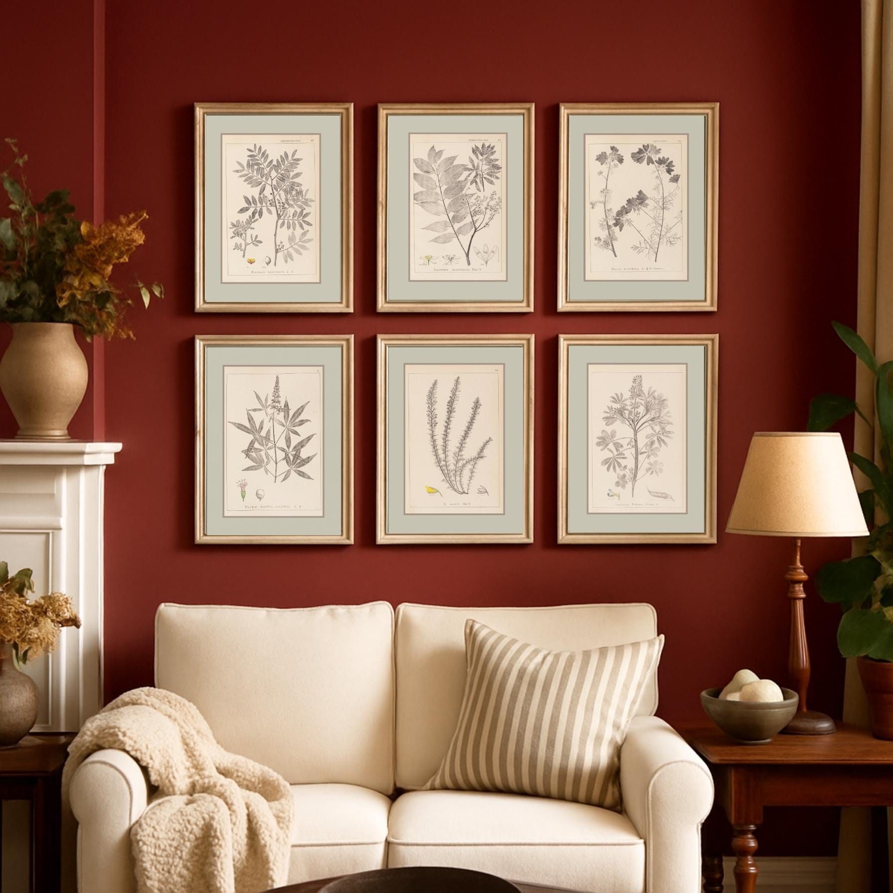 Vintage Botanical Print Set: Sage Green Victorian Gallery Wall (digital ...