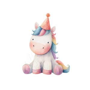 Cute Unicorn Ponny Birthday Clipart PNG Clipart Instant Download Transparent Digital Download Printable Card or Invitation for Children