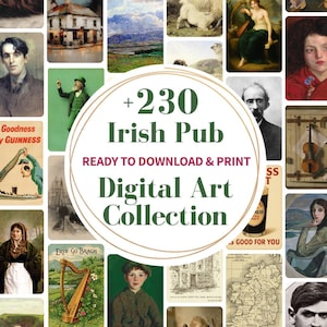 230 Irish Pub Art Print Set: Vintage Ephemera and Prints Bundle Collection (Digital Download)