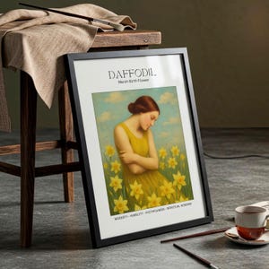 Daffodil March Birth Flower Print: Black & White Floral Art (Digital Download A2/16x24in JPEG Files)