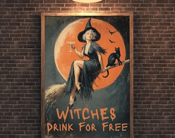 Heksendrankje gratis vintage print: retro halloween-barwagendecor (digitale download)