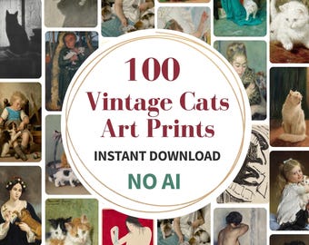 Vintage Katzen Print Kollektion: Victorian Art Gallery Wall Art (Digitaler Download)