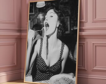 1950年代イタリアンスパゲッティポスター – レトロキッチンアート（デジタルダウンロード）