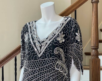 Vintage Shakti Shark Bite Beaded Top, M0578