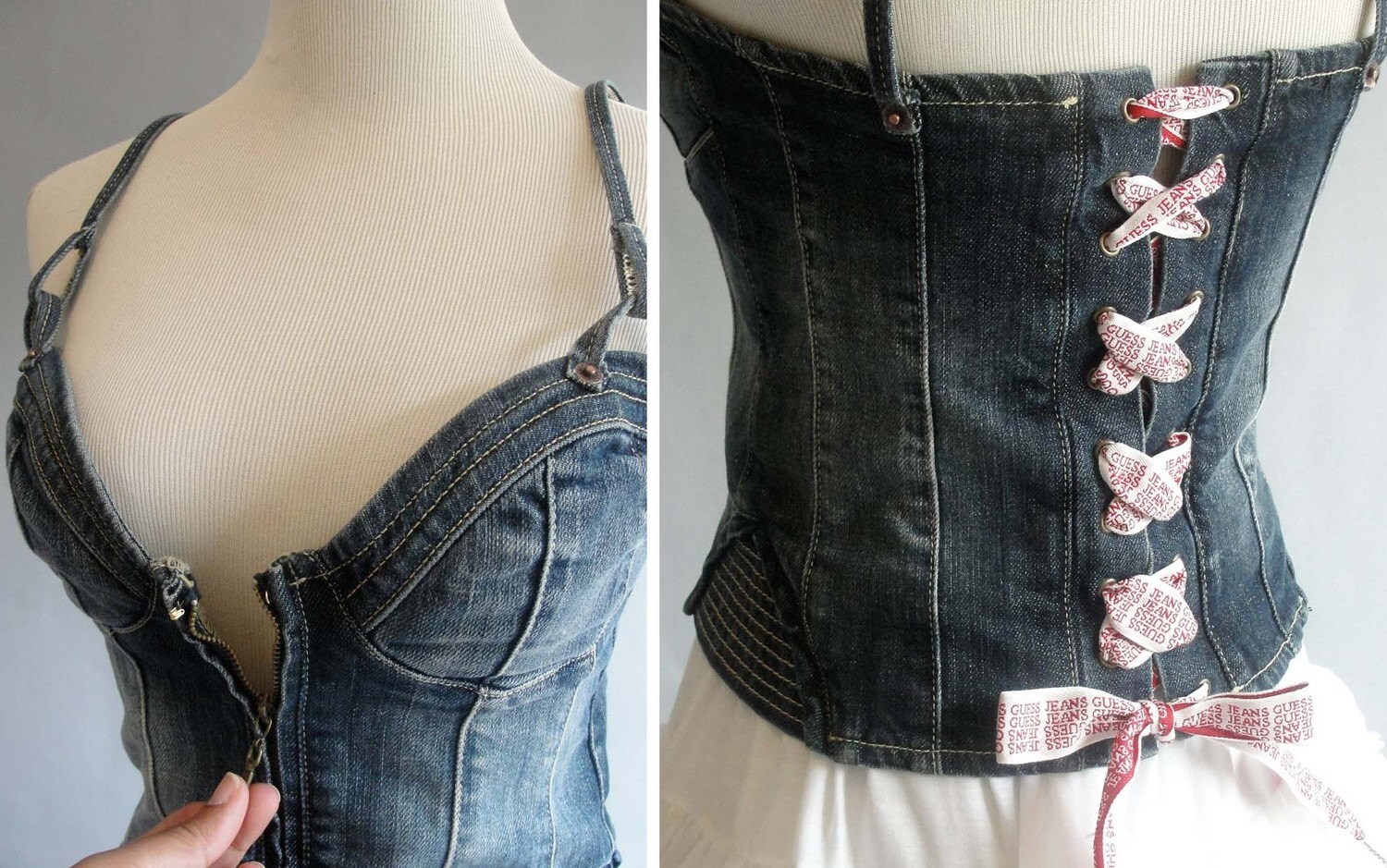 guess denim bustier