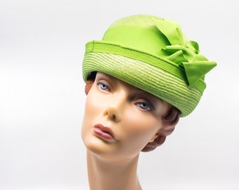 Vintage 60s Madcaps Green Felt Wool Wide Brim Hat Green Top Hat, Green Felt Hat, Mad Hatter Felt Hat, Green  main image 4