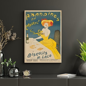 Cappiello Jugendstil Poster – Amandines de Provence | 1902 Vintage französischer Keksdruck | Retro Küche Wandkunst Download
