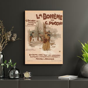 La Bohème Opera Poster – 1895 Vintage Giacomo Puccini Print | French Sheet Music Art | Antique Paris Theatre Wall Decor | Instant Download