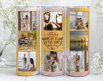 Picture Tumbler Wrap Add Your Own Photos & Backgrounds on CANVA, 2 Family Quote Photo 20oz Tumbler PNG, Editable Template, Personalized Gift