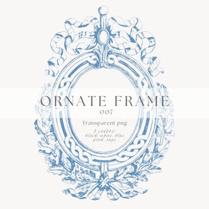 Vintage Baroque Floral Clipart Frame PNG, Chinoiserie Line Art Wedding Clip Art, Victorian Wedding Crest, Toile PNG Design, Ornamental Frame
