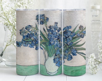 Van Gogh Irises 20 oz Skinny Tumbler Wrap Design, Vintage Art Sublimation PNG, Instant Digital Download, Tumbler Flower Design Template