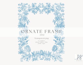 Vintage chinoiserie bloemen clipart frame png, barokke lijntekeningen bruiloft illustraties, Victoriaanse bruiloft embleem, toile png-ontwerp, sierlijst