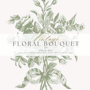 Chinoiserie fleur vintage Clipart PNG, clipart mariage, bouquet de fleurs toile, toile PNG Design, faire-part de mariage, téléchargement numérique POD