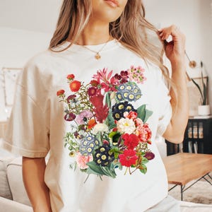 Boho Wildflowers Cottagecore Shirt, Gift For Her, Comfort Colors® T-Shirt, Whimsigoth Tee, Botanical Plant Shirt, Vintage Floral Shirt