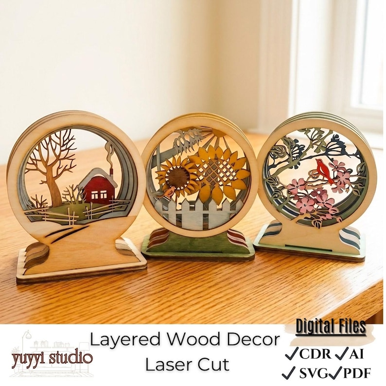 Rustic Ridge Svg Rustic Round Laser Cut SVG Bundle, Layered Wood Decor Files, Farmhouse ...