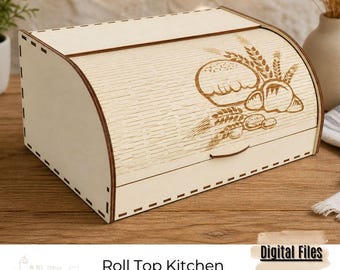 Laser geschnitten Brot Box SVG Bundle | Roll Top Küchen Organizer Pläne (Digitale Dateien)