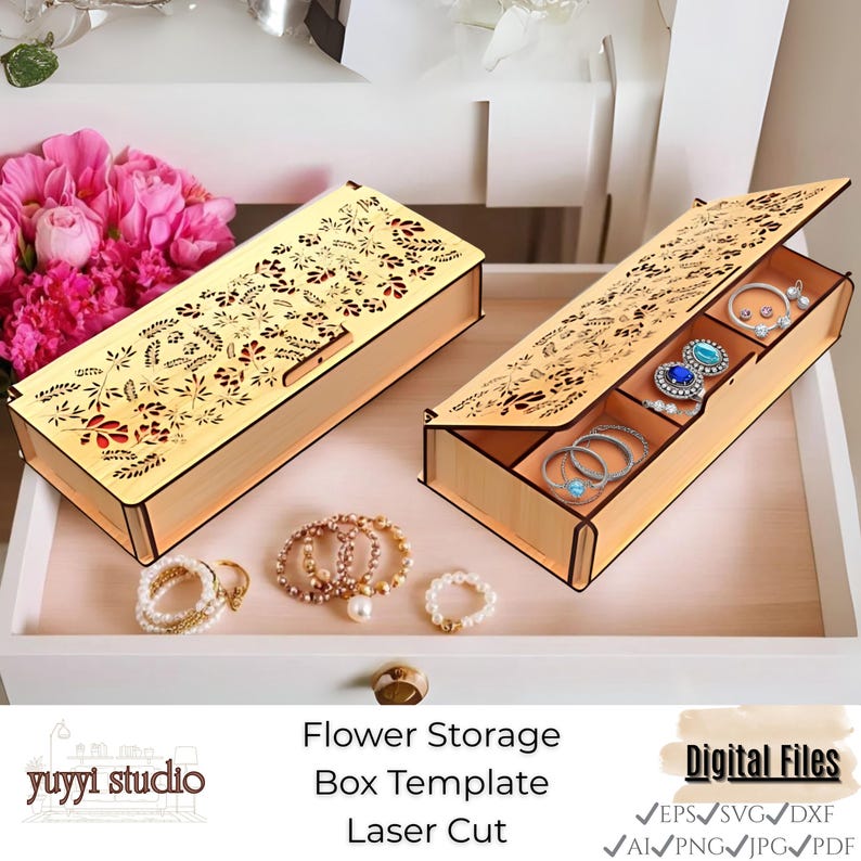 Laser Cut Flower Storage Box Template – Wood Design (digital Download ...