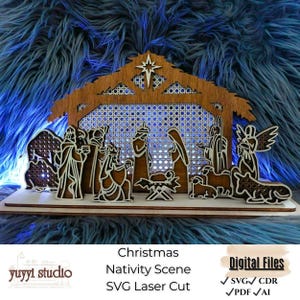 Laserskuren julkrubba SVG – Julkrubbadekor (digitala filer)