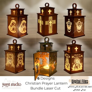 Linterna de Jesús: Decoración navideña religiosa de madera con luz sagrada