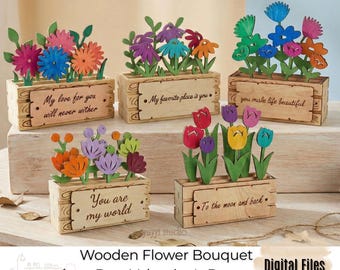 Laser Cut Wooden Flower Bouquet Box, Valentine's Day Gift (Digital Download)