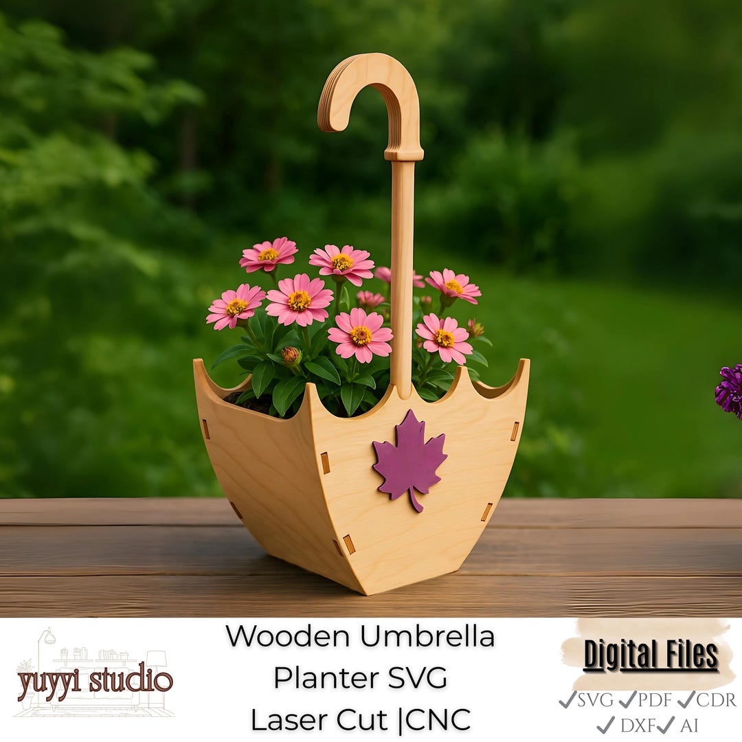 Laser Cut Umbrella Planter SVG Wooden Flower Pot Template (4mm) Etsy