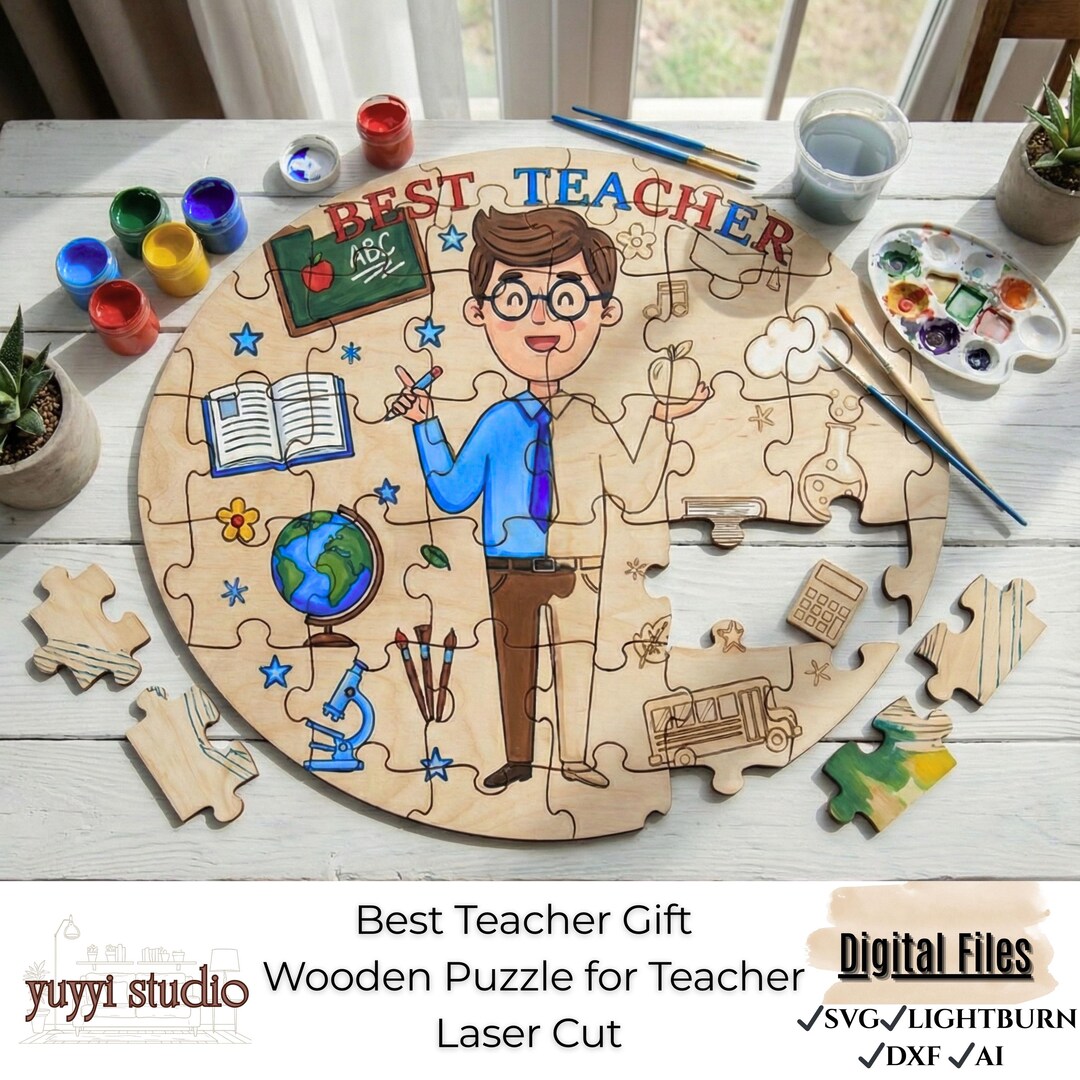 Paintable Wooden Teacher Puzzle - School Teacher Laser Cut Gift ...