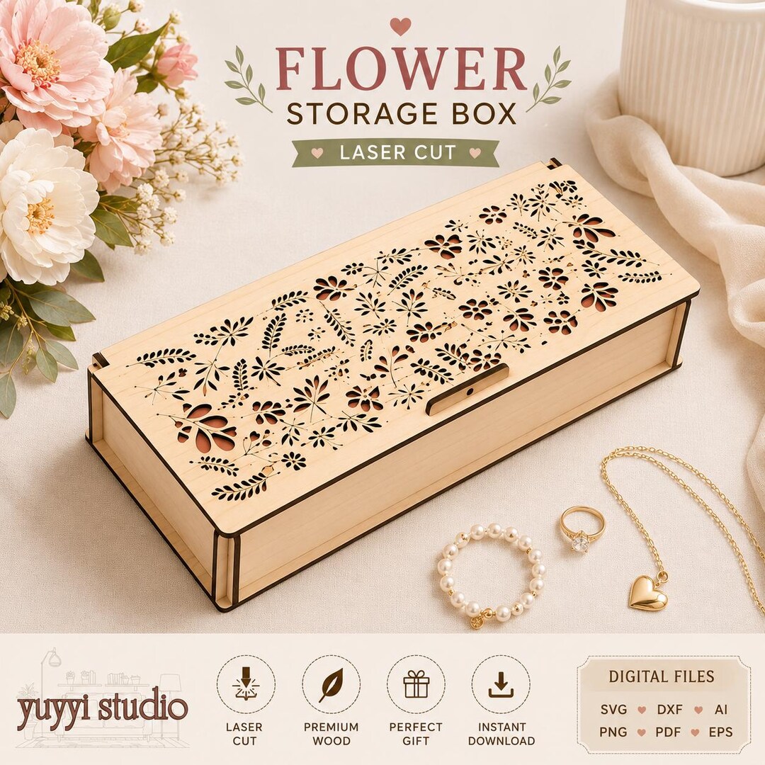 Laser Cut Flower Storage Box Template – Wood Design (digital Download ...