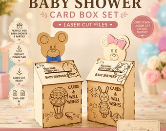 3mm Wood Boy and Girl Baby Shower Card Box Set (Digital Download)